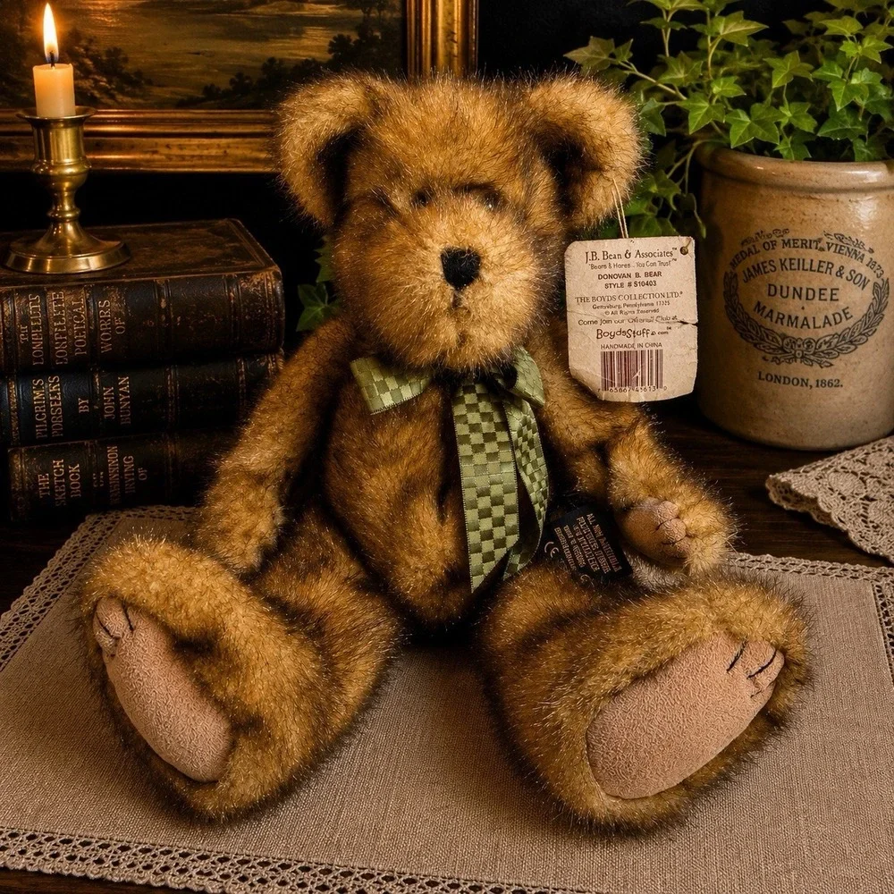 Vintage Retired Boyd's Bears Plush Bean Donovan B. Bear W/ Tags #510403 Jointed - Picture 1 of 12